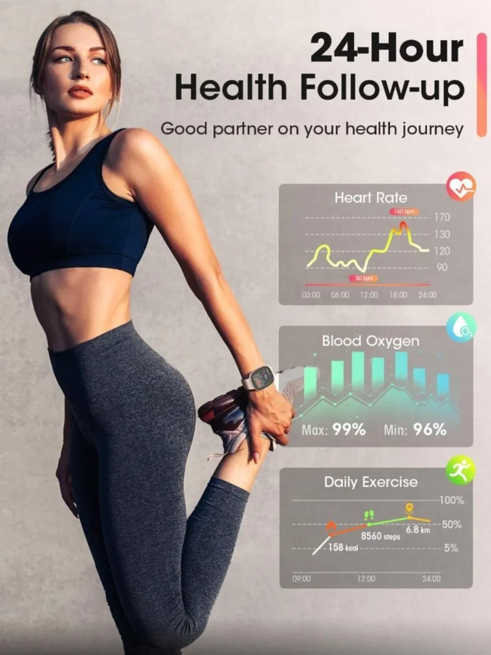 Fitness Smartwatch for Men & Women: 1.83” Tracker, Bluetooth Call, Heart Rate